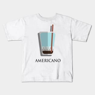 Iced Cold Americano coffee front view in flat design style Kids T-Shirt